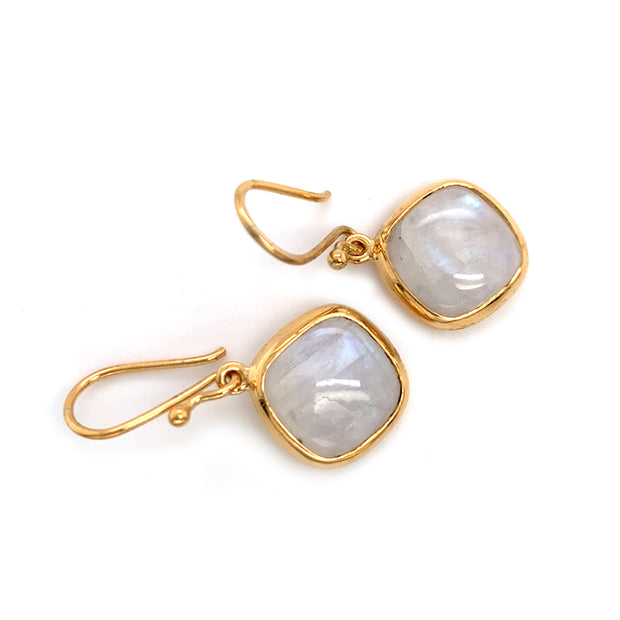 Gold Vermeil Kite Shaped Moonstone Drop Earrings