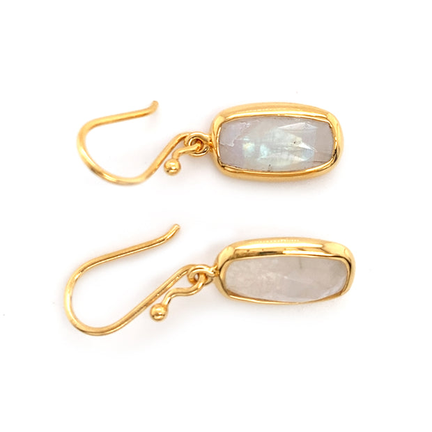 Gold Vermeil Rectangle Moonstone Drop Earrings