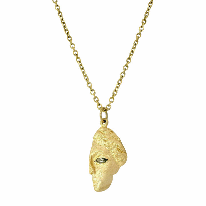 Salt & Pepper Marquise Diamond Pendant - "Goddess Face Fragment"