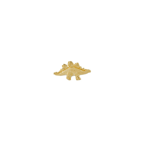 Yellow Gold Single Stud Earring - "Teeny Tiny Stegosaurus"