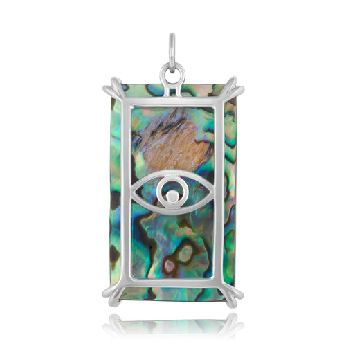 Abalone & Mother-of-Pearl Tarot Pendant - "Three of Swords"