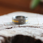Titanium Flush Set Diamond Ring with 24K Yellow Gold Inlay