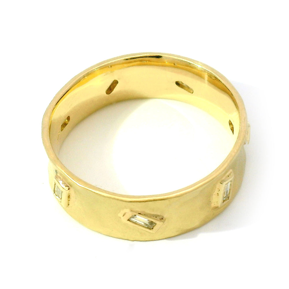 Baguette Diamond Concave Band - "Vale"