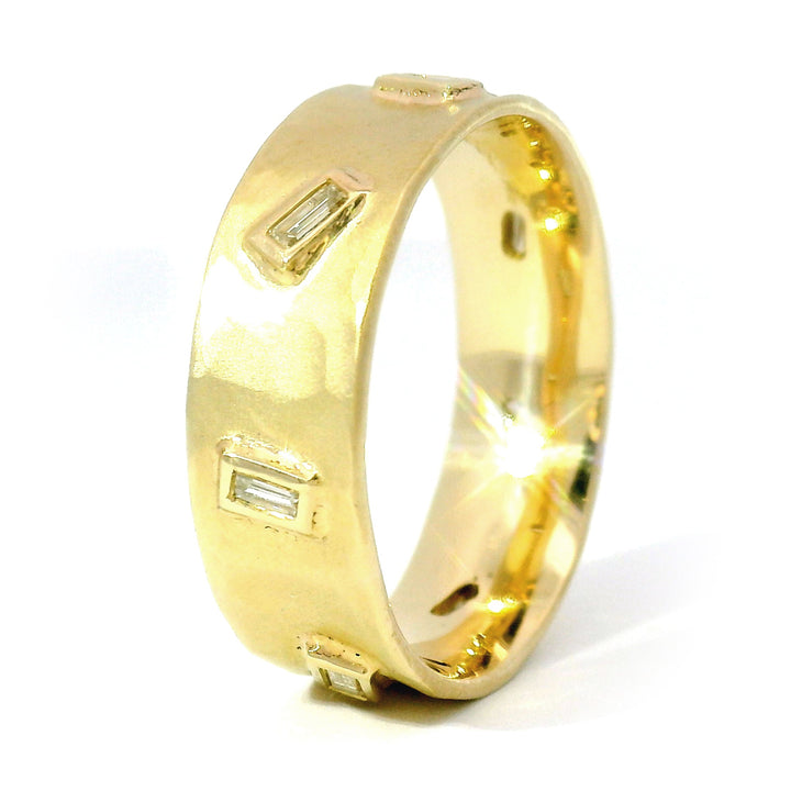 Baguette Diamond Concave Band - "Vale"