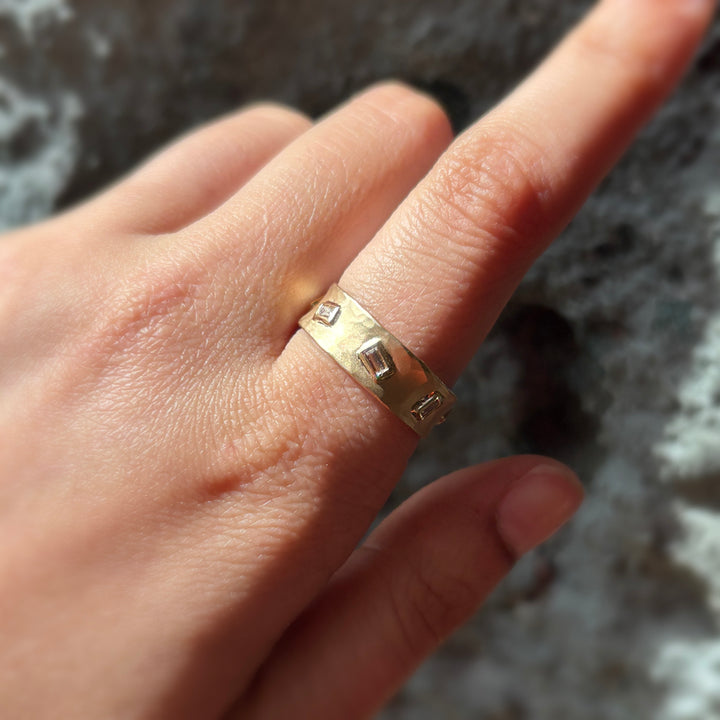 Baguette Diamond Concave Band - "Vale"