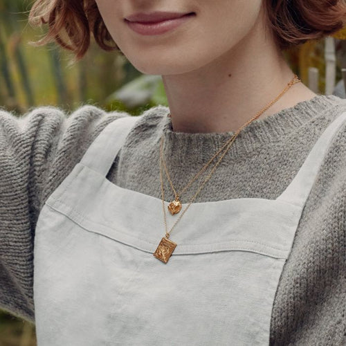 Gold Vermeil Necklace - "Sweetpea Seed Packet"