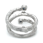 18K White Gold & Yogo Sapphire Ring- "Olive Branch"