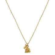 18K Yellow Gold Necklace - "Teeny Tiny Sitting Bunny"
