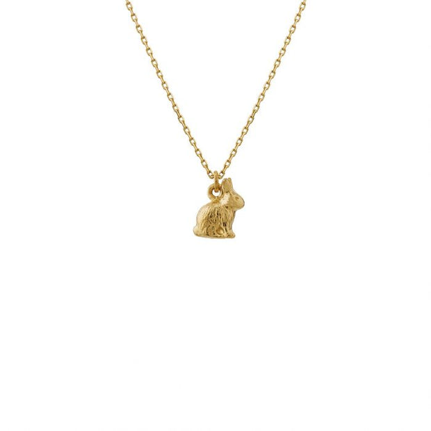 18K Yellow Gold Necklace - "Teeny Tiny Sitting Bunny"