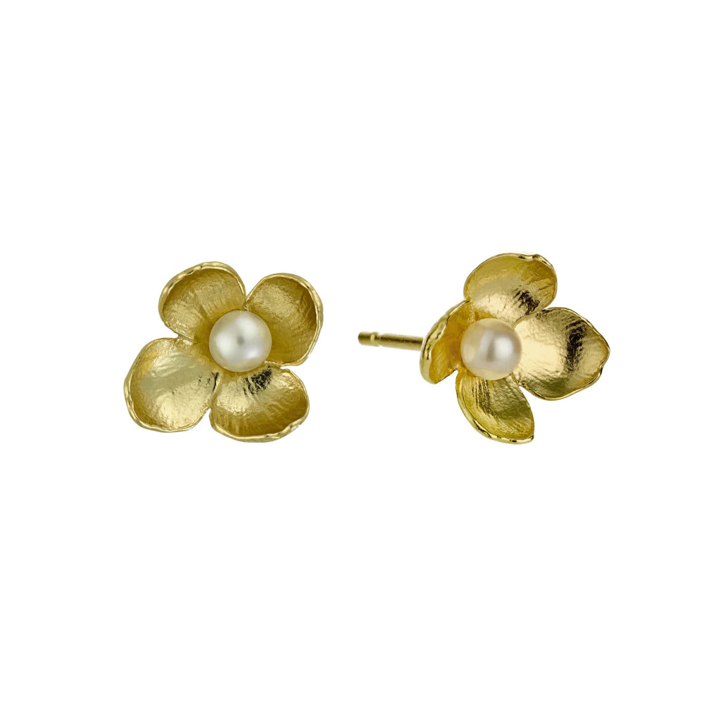 Gold Vermeil & Pearl Earrings - "Cuckoo Flower"