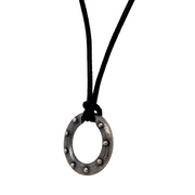 Sterling Silver Black Leather Custom Closure - "Orbit"