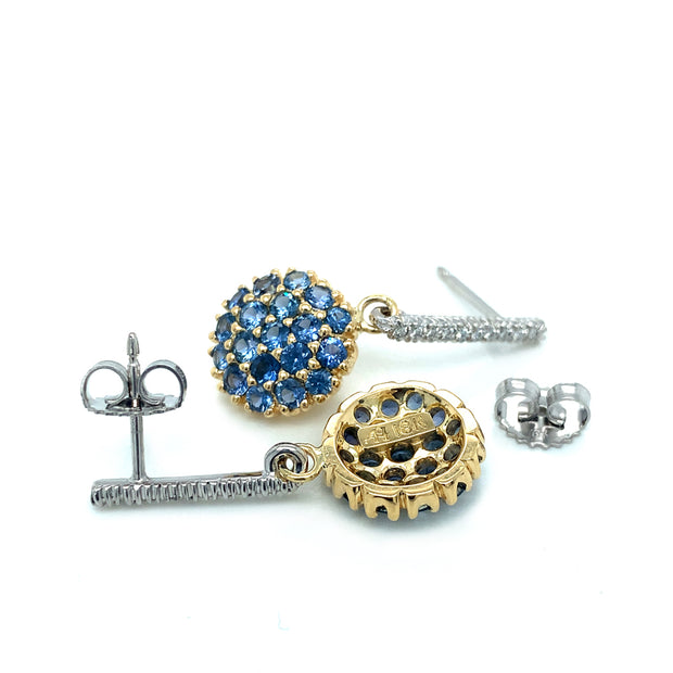 Yogo Sapphire & Diamond Drop Earrings - "Mosaic"