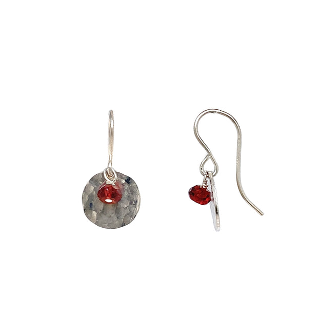 Sterling Silver Gemstone Accent Earrings- "Garnet"