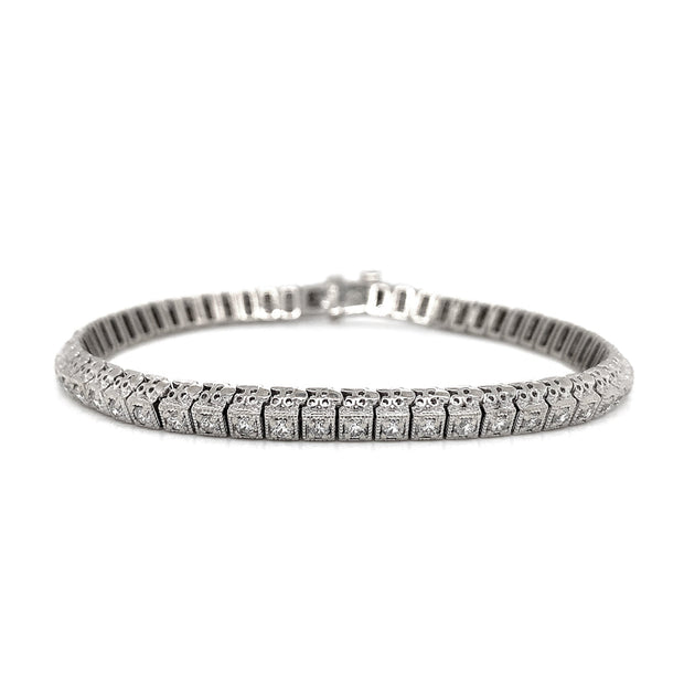 Deco-Style Diamond Tennis Bracelet - "Gatsby"