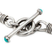 Heavy Link Sterling Silver Necklace with Turquoise Clasp