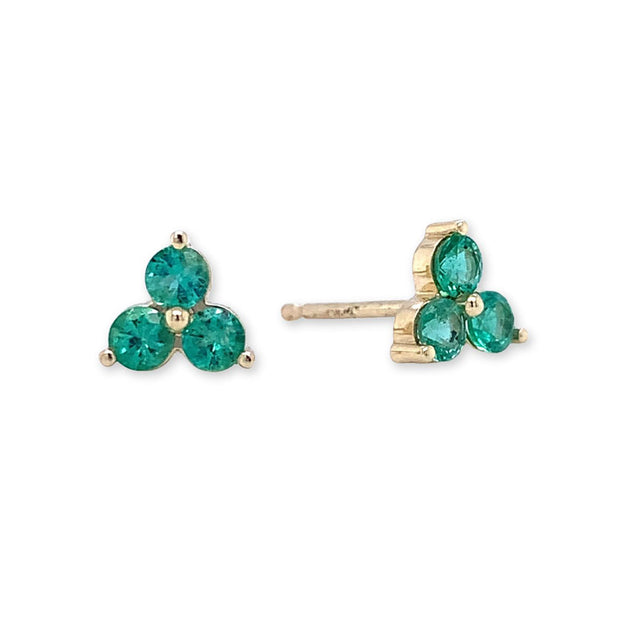 Natural Emerald Stud Earrings - "Fields of Shamrocks"