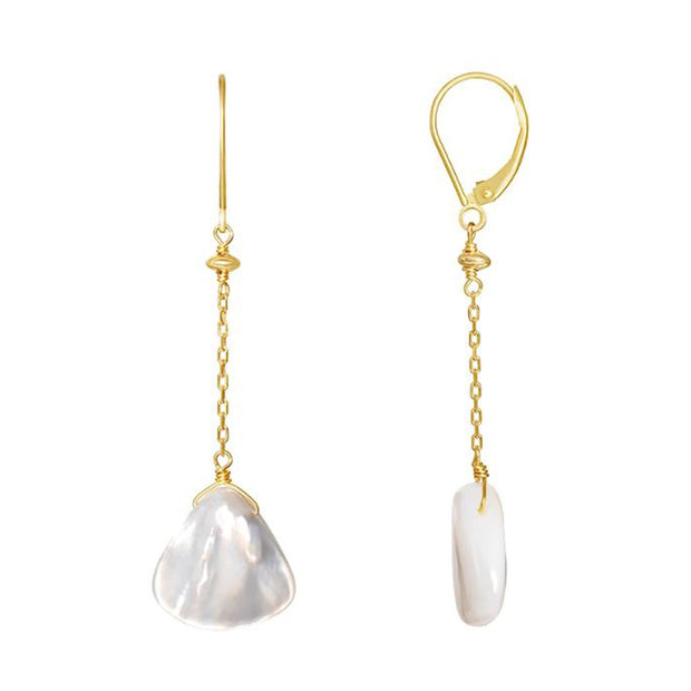 Mother-of-Pearl Drop Earrings-"Two Clouds"