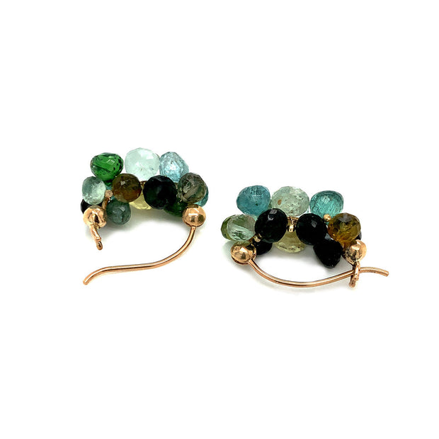 Green Tourmaline & Aquamarine Earrings - "Small Clouds"