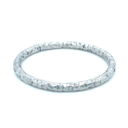 Thin Distressed White Gold Band