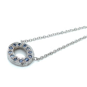Yogo Sapphire & White Gold Necklace - "Aspen Link"