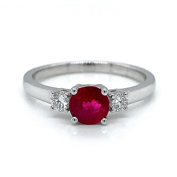 White Gold Ruby and Diamond Ring - "Ruby in White"