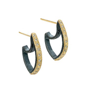 Yellow Gold & Silver Marquise Shaped Diamond Earrings - "Golden Celine"