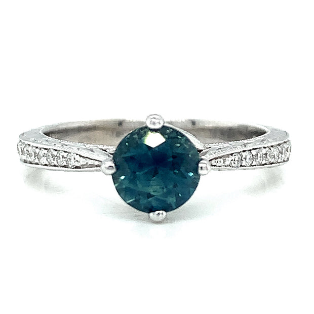 Teal Blue Montana Sapphire Engagement Ring