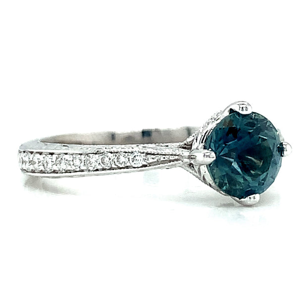 Teal Blue Montana Sapphire Engagement Ring