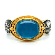 Blue Topaz and Sterling Silver Embellished Ring - "Magnum Opus"