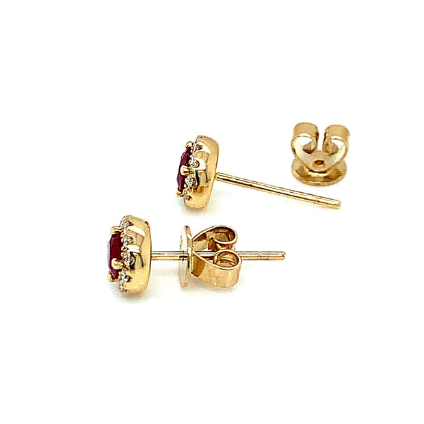 Ruby & Diamond Yellow Gold Earrings