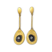 Gold and Silver Dangle Earrings - "Golden Avocado"