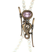 1888 Pearl, Kunzite, and Diamond Bolo Necklace