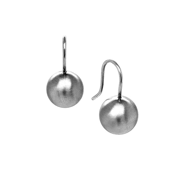 Satin-Finish Ball Stainless Steel Drop Earrings
