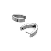 Marquise Stainless Steel Huggie Earrings with Grooves