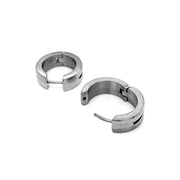 Mixed Finish Stainless Steel Huggie Earrings