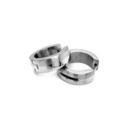 Mixed Finish Stainless Steel Huggie Earrings