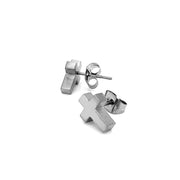 Small Stainless Steel Stud Cross Earrings