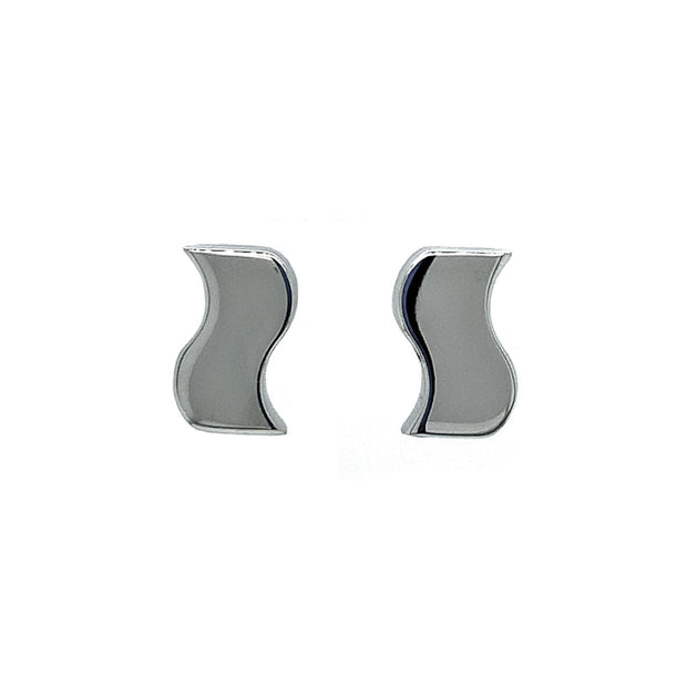 Polished Wave Stainless Steel Stud Earrings