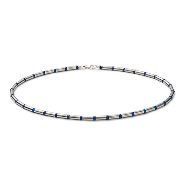 Lapis Lazuli and Stainless Steel Beaded Necklace