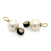 Cobalt Chrome and Gold Earring Charms with Pearls