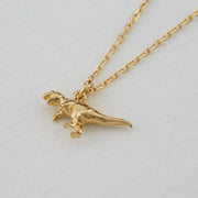 18K Yellow Gold Dinosaur Necklace - "Teeny Tiny T-Rex"