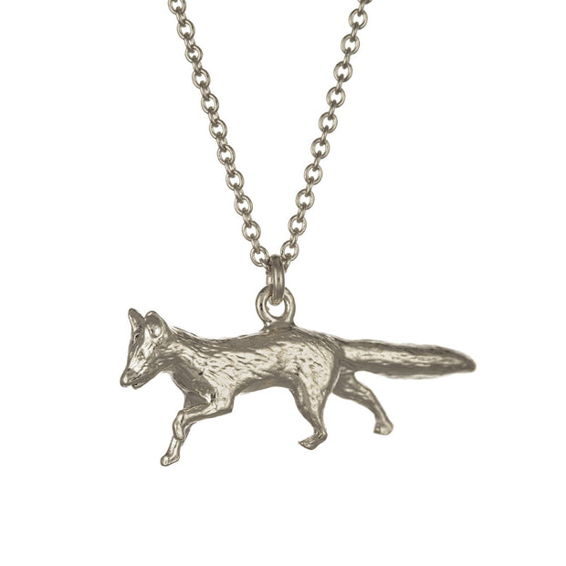 sterling silver fox pendant on sterling silver chain.