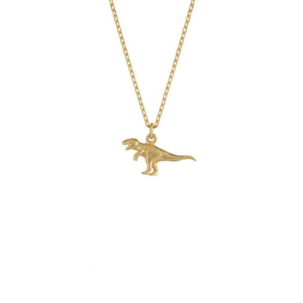 18K Yellow Gold Dinosaur Necklace - "Teeny Tiny T-Rex"