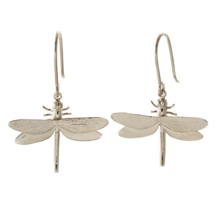 Dragonfly drop earrings by Alex Monroe in sterling silver