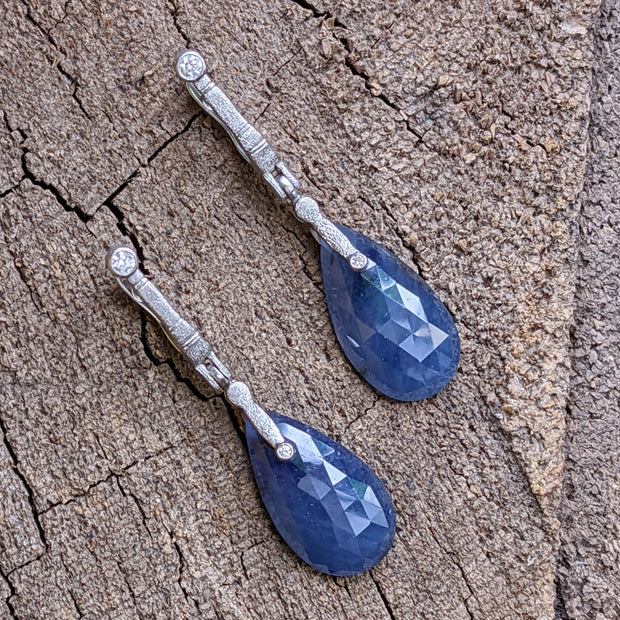 Sapphire Drop Earrings - "Sticks and Stones"