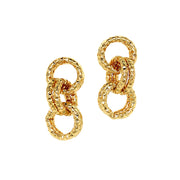24K Yellow Gold Vermeil Interlocking Hoop Dangle Earrings - "Alex"