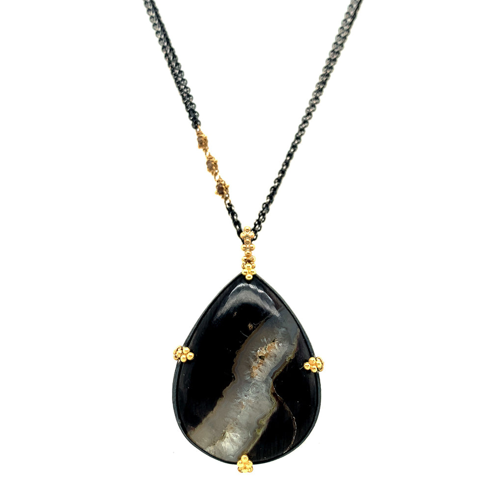 Two Tone Mixed Metal Necklace, Edgy Unique Jewelry Gift, Cool selling Unusual Aesthetic Necklace, Artsy 14k Gold filled, Black Oxidized SS, USA Made