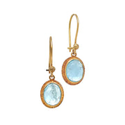 Yellow Gold and Aquamarine Earrings - "Crowned Boreas"