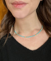 Gold Vermeil and Amazonite Beaded Necklace- "Roaming Soul"