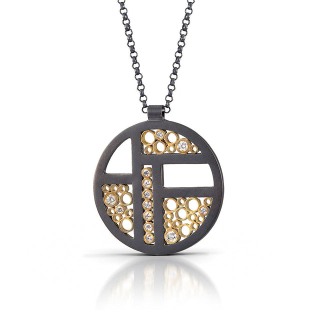 Sterling Silver and Yellow Gold Diamond Necklace - "Cielo"